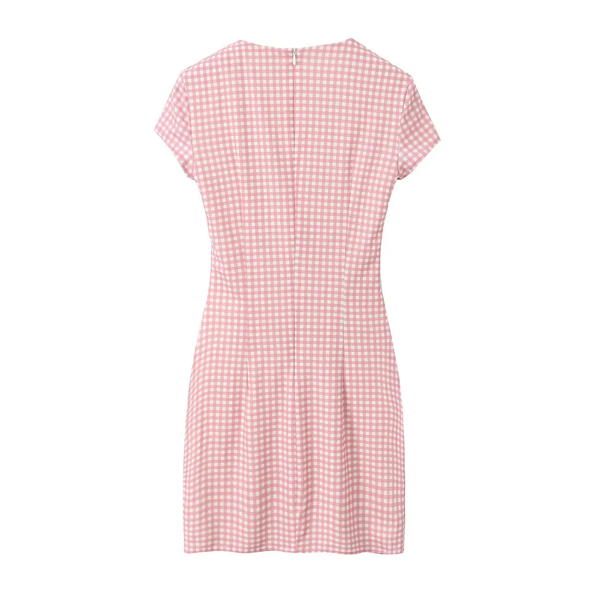 Pink Plaid short-sleeved dress