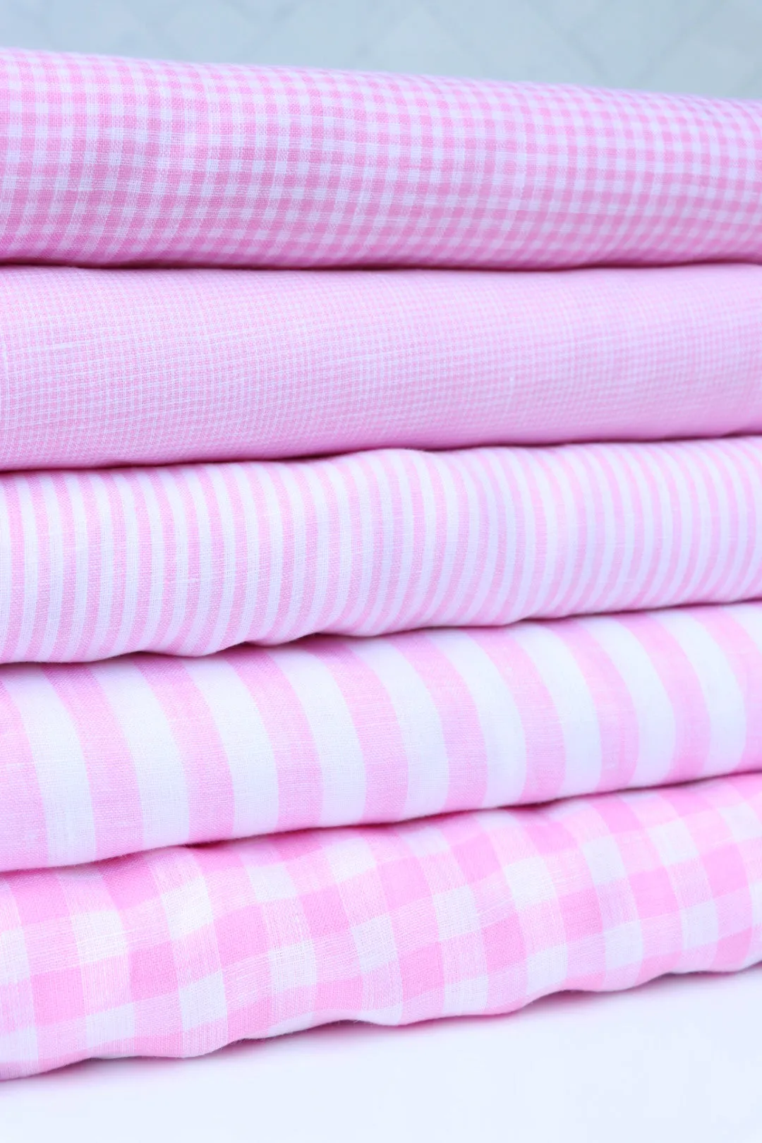 Pink Small Check | Limerick Linen Yarn Dyed | Robert Kaufman