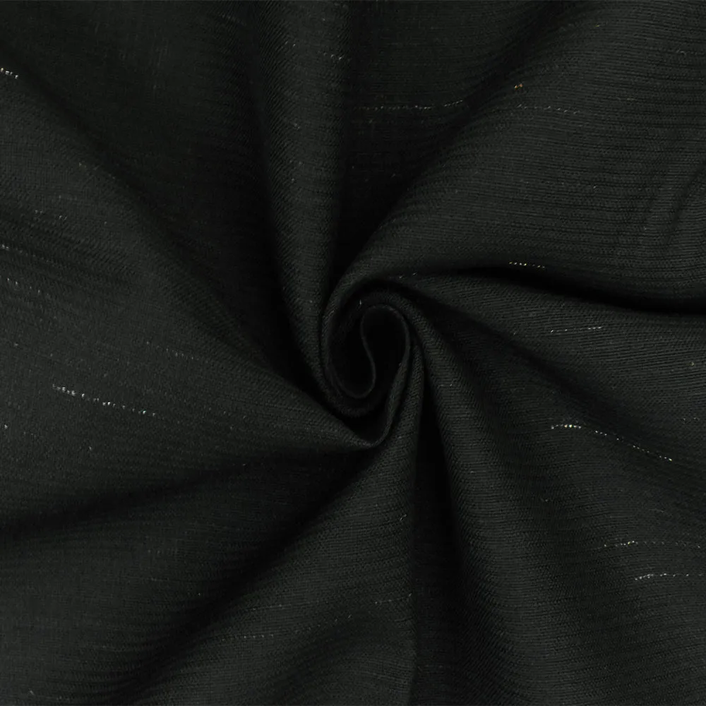 Pure Black Stiff Tropical Wool-Linen Woven Fabric