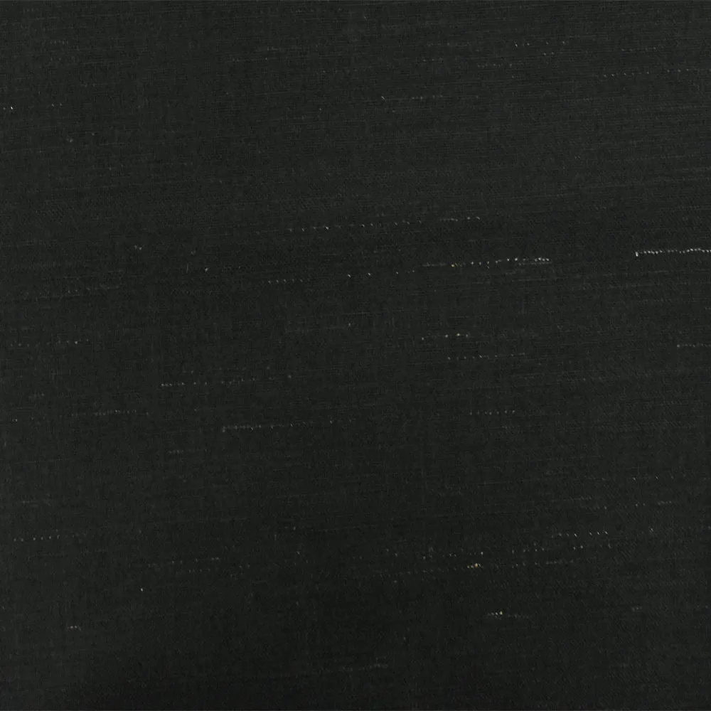 Pure Black Stiff Tropical Wool-Linen Woven Fabric