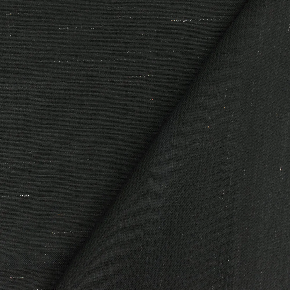 Pure Black Stiff Tropical Wool-Linen Woven Fabric