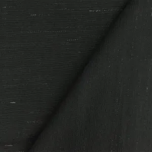 Pure Black Stiff Tropical Wool-Linen Woven Fabric