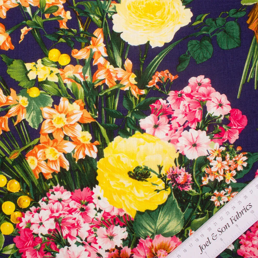 Purple/Multi Floral Printed Linen