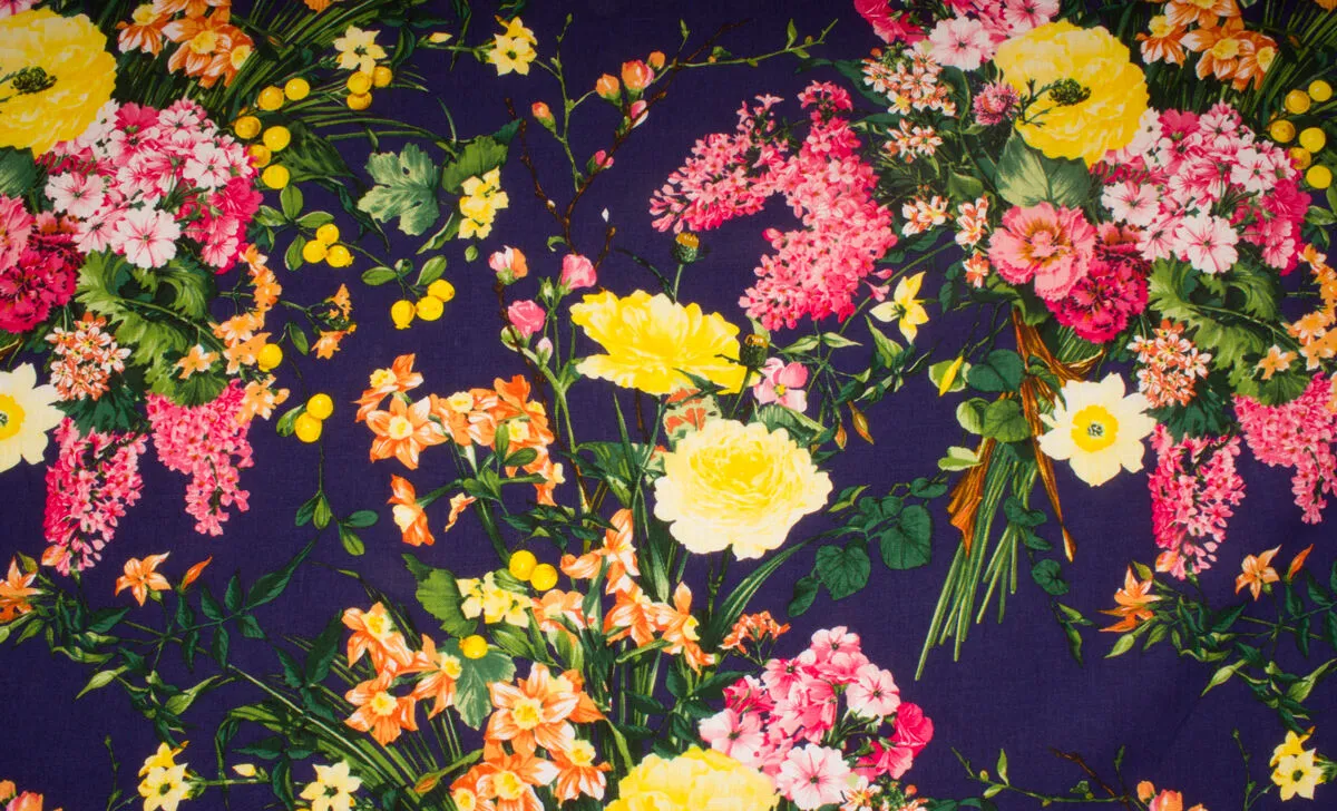 Purple/Multi Floral Printed Linen