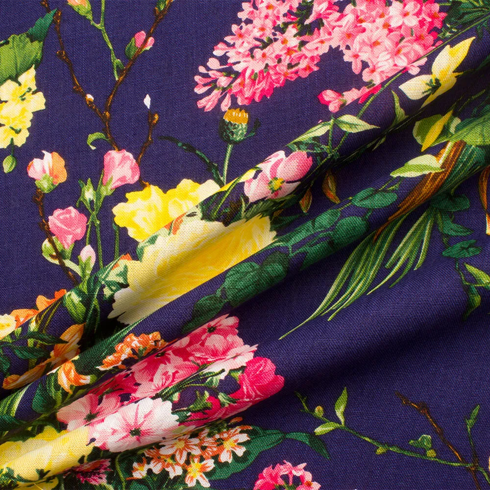 Purple/Multi Floral Printed Linen