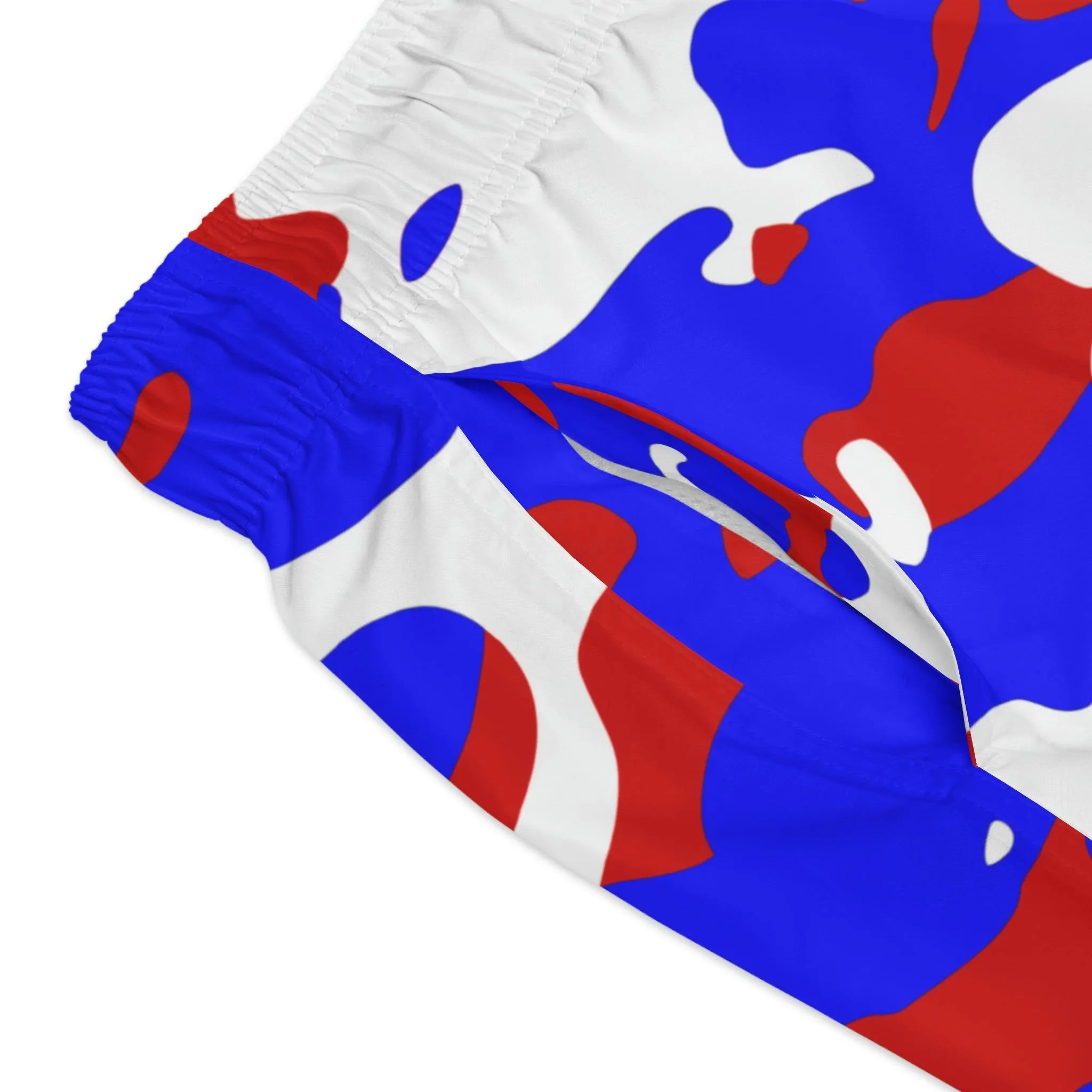 Red White & Blue Camouflage Swim Trunks For Men