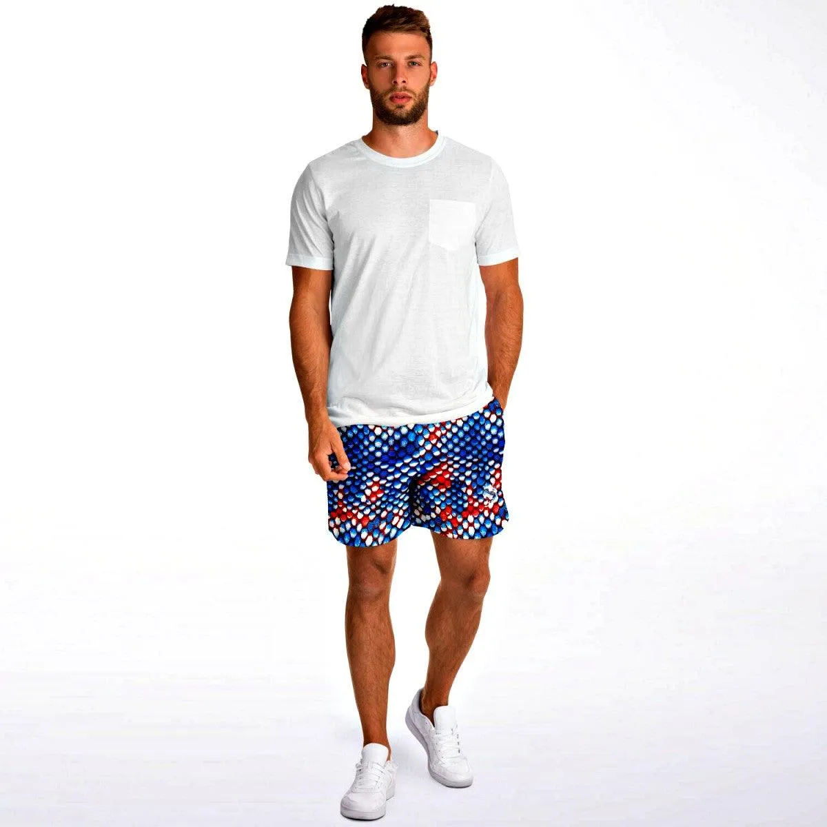 Red White & Blue Snakeskin Athletic Shorts
