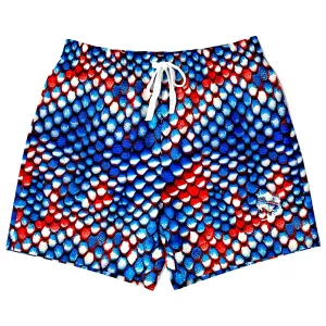 Red White & Blue Snakeskin Athletic Shorts