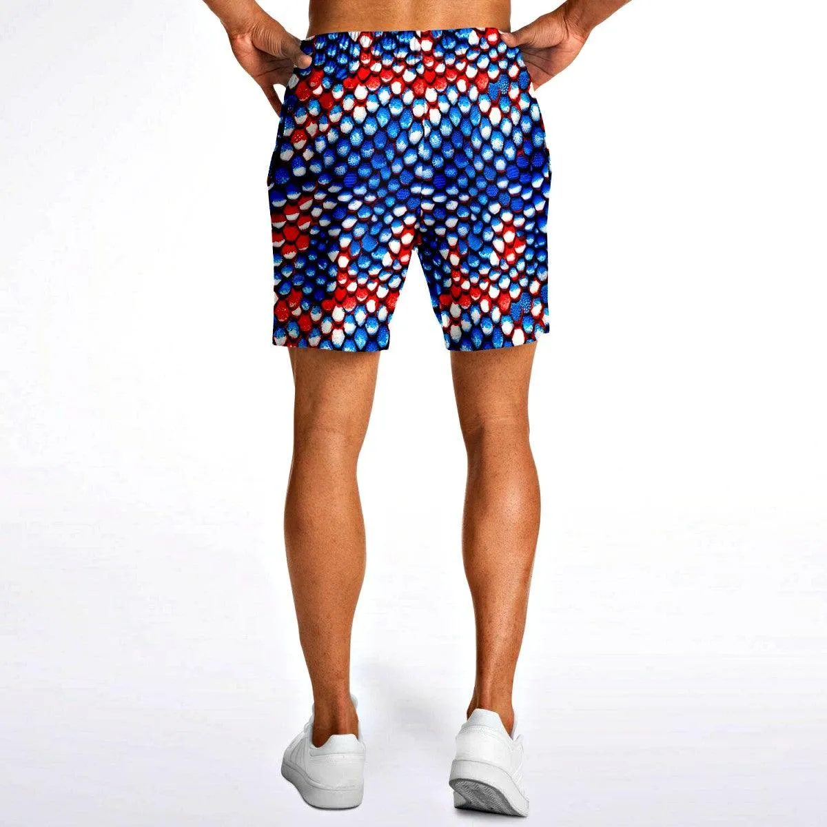 Red White & Blue Snakeskin Athletic Shorts