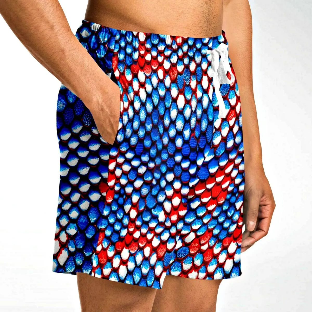 Red White & Blue Snakeskin Athletic Shorts