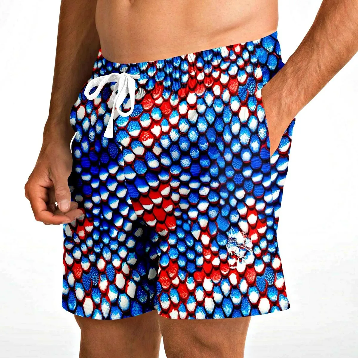 Red White & Blue Snakeskin Athletic Shorts