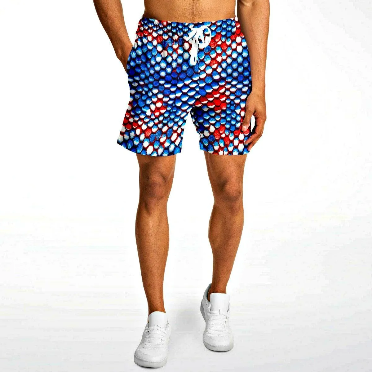 Red White & Blue Snakeskin Athletic Shorts