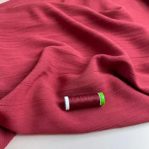 REMNANT 0.32 metre - Crinkle Viscose Linen Blend Fabric in Red