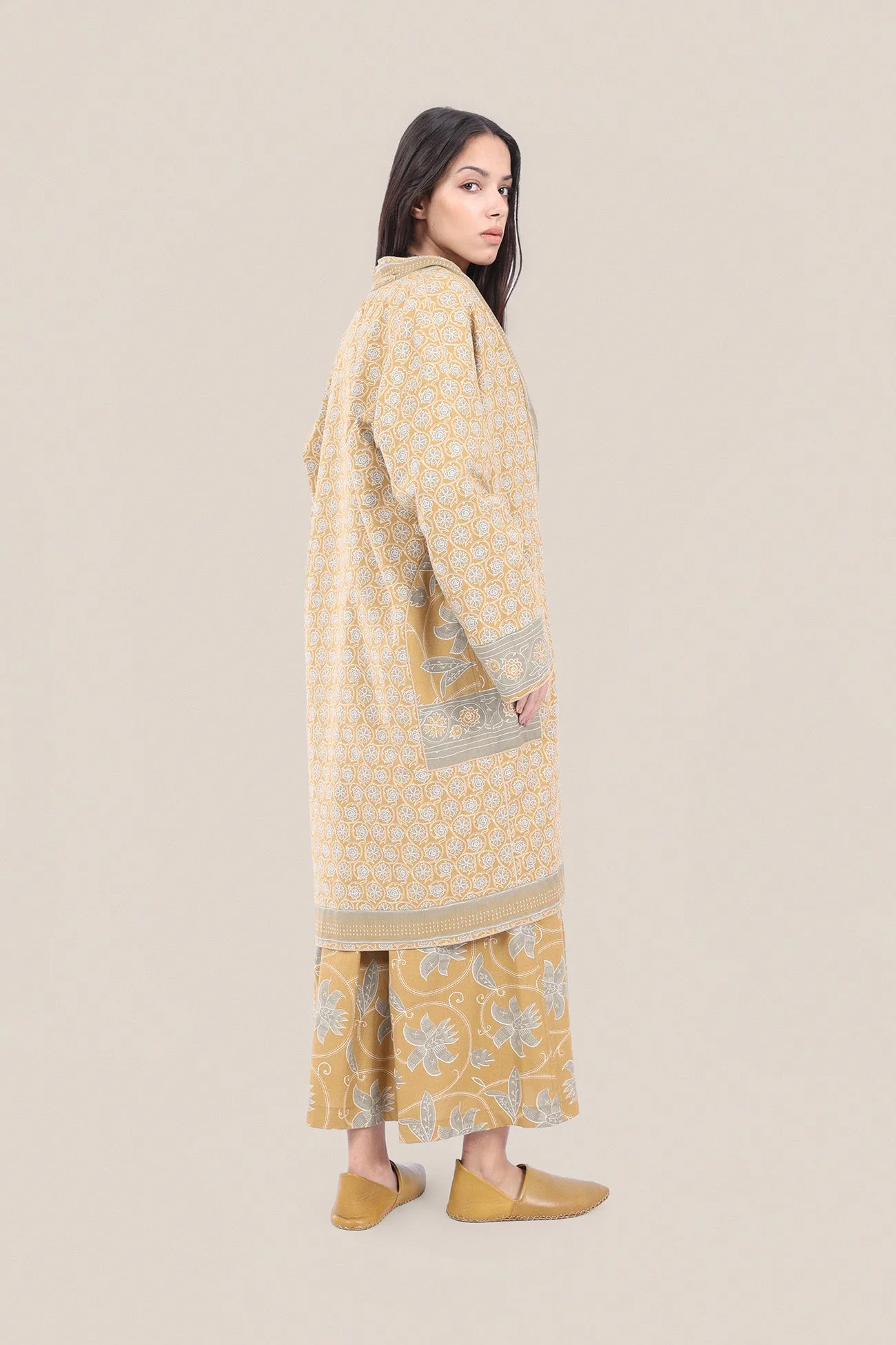 Reversible cotton faux cashmere blend coat