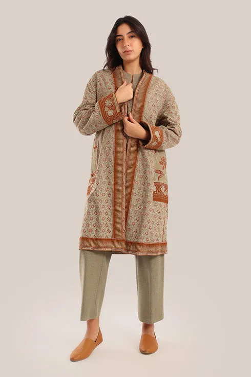 Reversible cotton faux cashmere blend coat