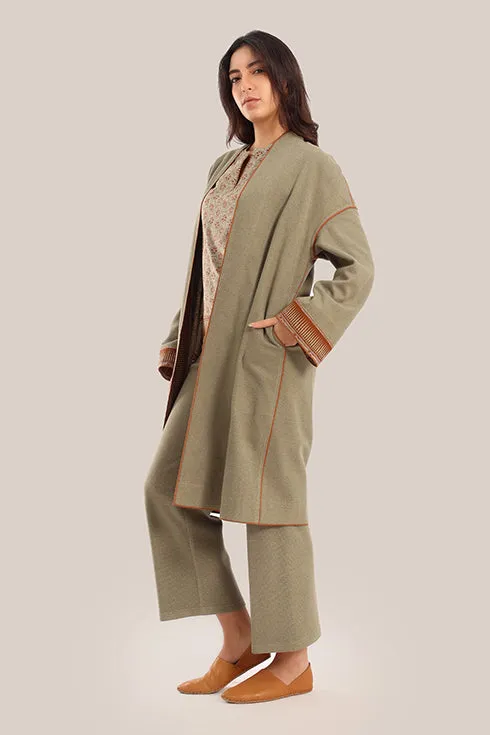 Reversible cotton faux cashmere blend coat