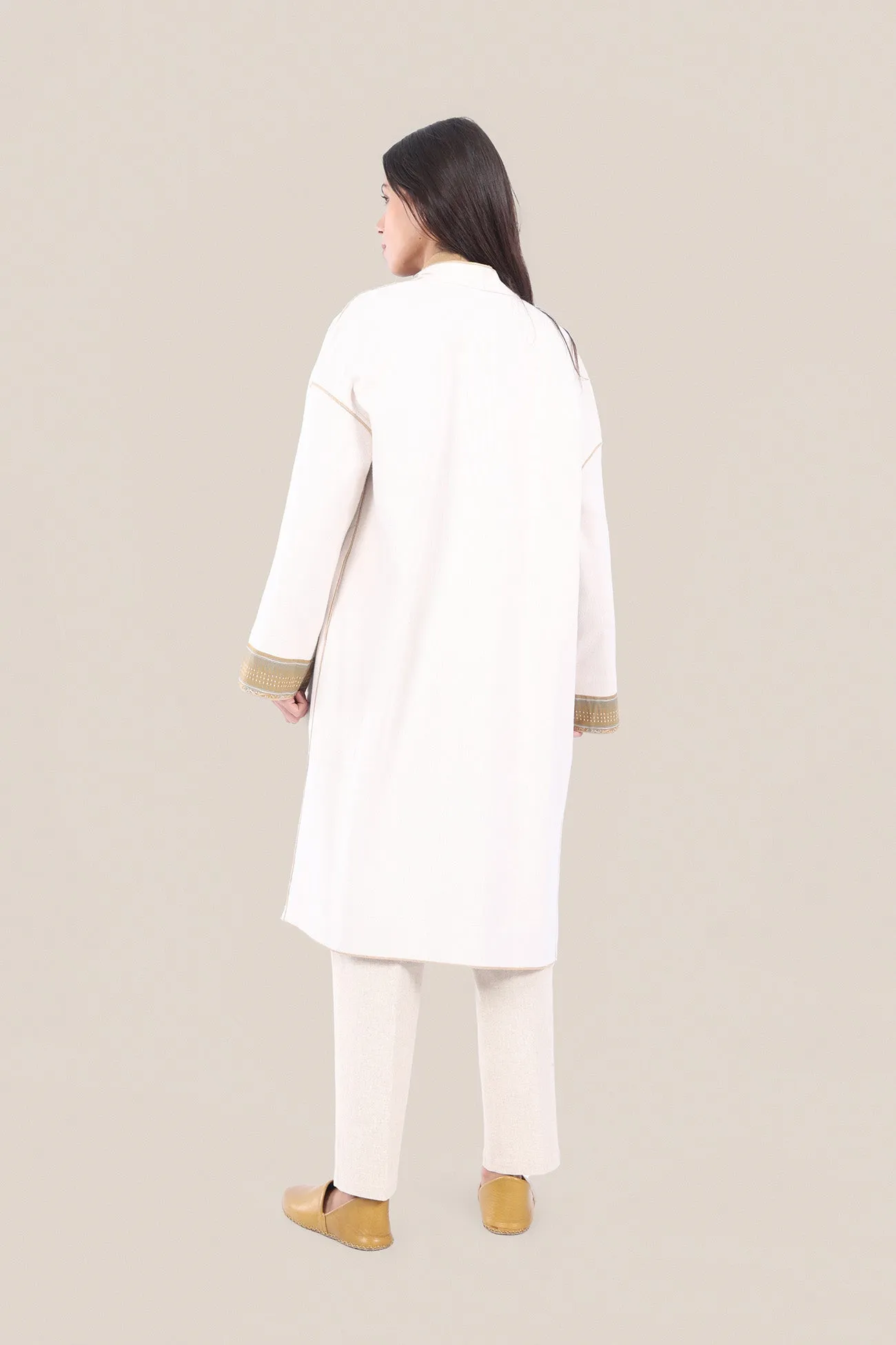 Reversible cotton faux cashmere blend coat