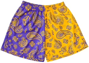 RF Mesh Split Paisley Shorts - Purple/Gold