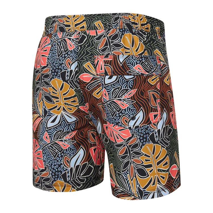 SAXX 5-Inch Oh Buoy 2N1 Volley Desert Palms Swim Trunks - Harvest Multi