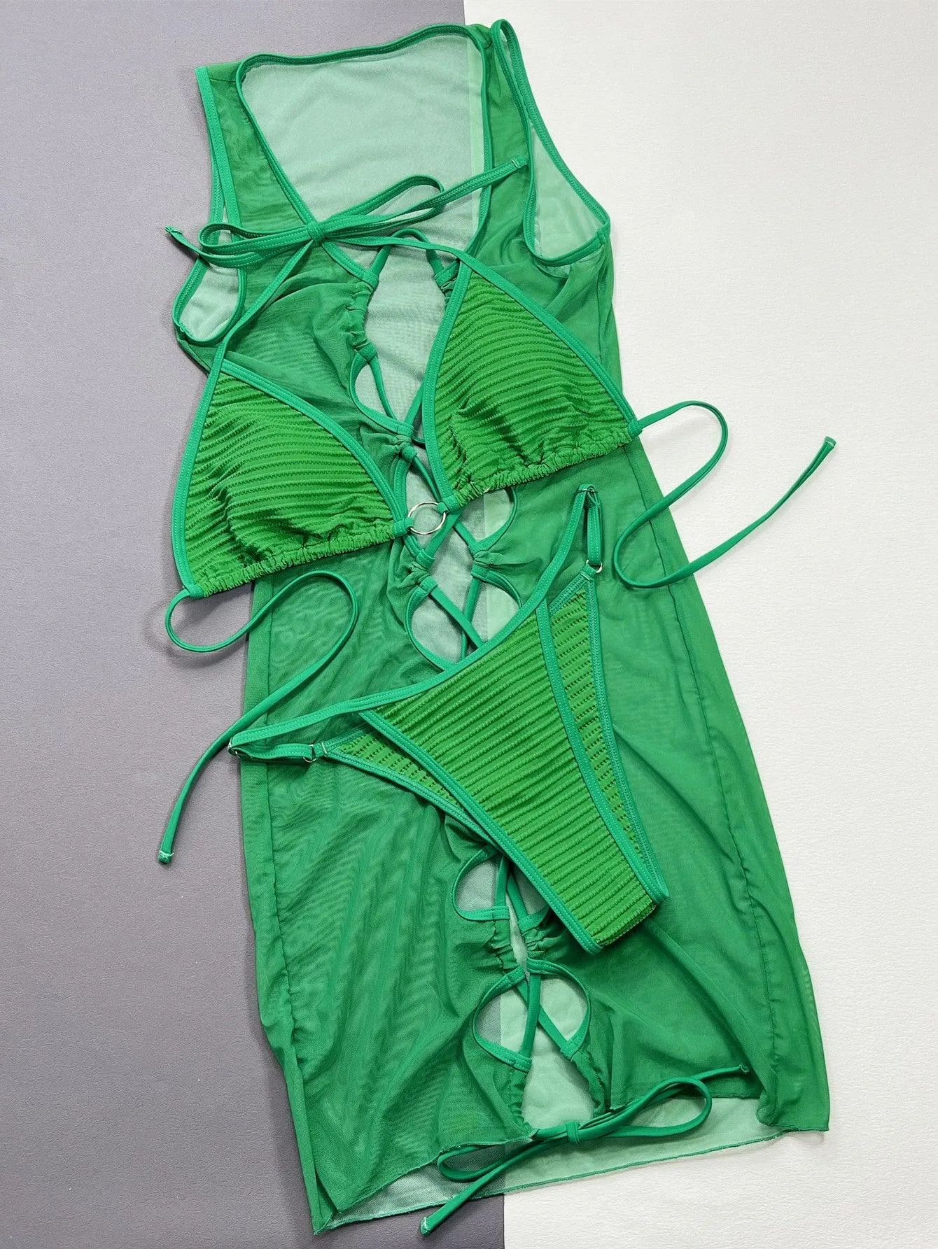 Sexy Three-piece Long Cover Up Bikini Sets