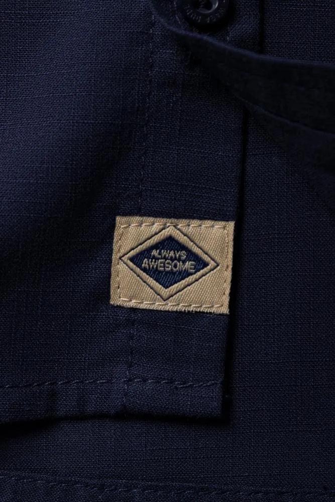 Short Sleeve Linen Shirt Navy