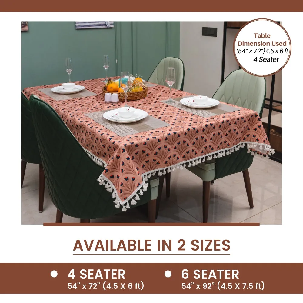 Sicilia Anti Skid & Water resistant Linen textured Premium table cover for dining table - Chocolate Bouquet