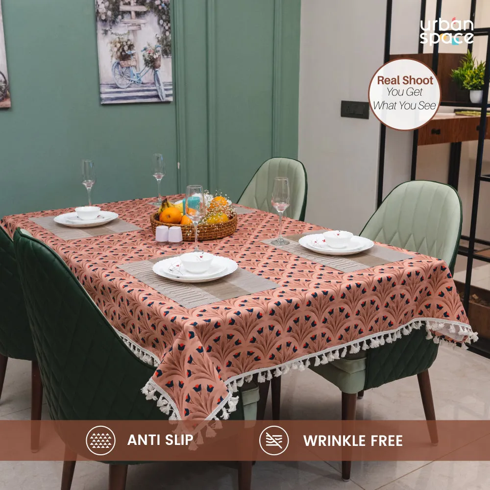 Sicilia Anti Skid & Water resistant Linen textured Premium table cover for dining table - Chocolate Bouquet