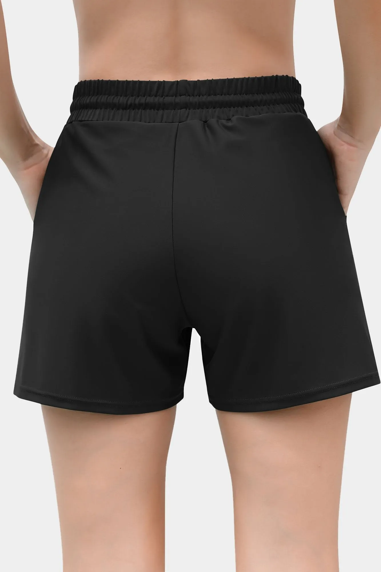 Solid Elastic Waist Quick Dry Pocket Swim Shorts