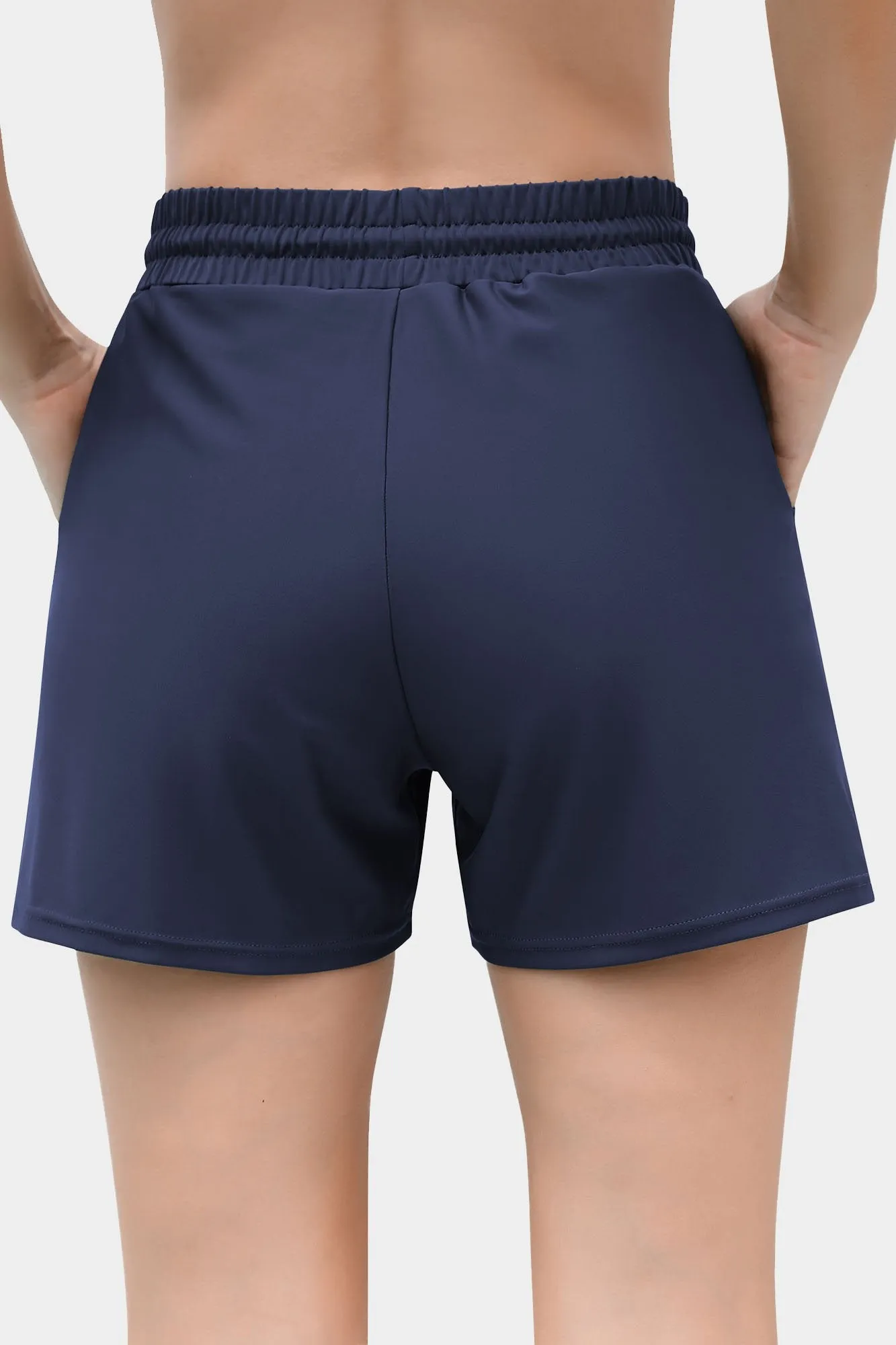 Solid Elastic Waist Quick Dry Pocket Swim Shorts
