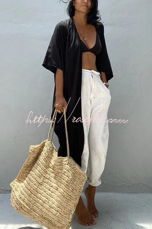 Summertime In Venice Solid Color Kimono Beach Cover-up