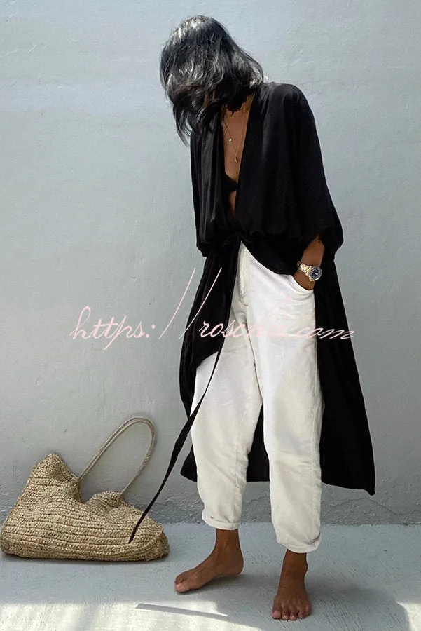 Summertime In Venice Solid Color Kimono Beach Cover-up