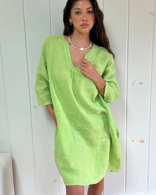 The Katy Linen Dress In Limon