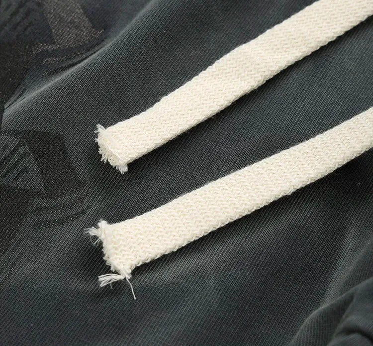 Triple R 123 washed drawstring cotton shorts