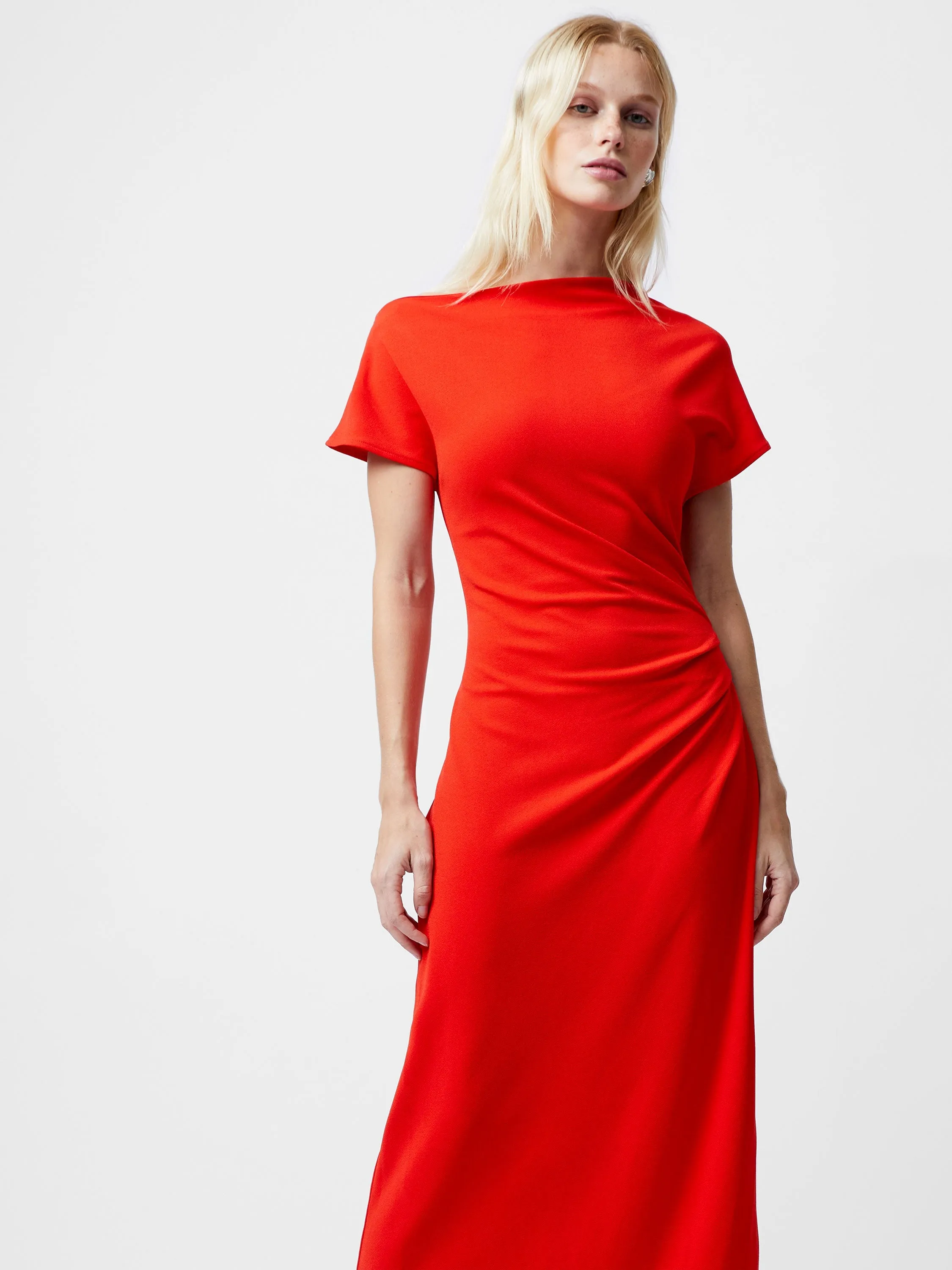Valetta Gathered Off Shoulder Midi Dress