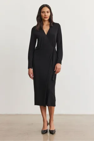 Velvet by Graham & Spencer Melat 06 Long Matte Jersey Dress | Black