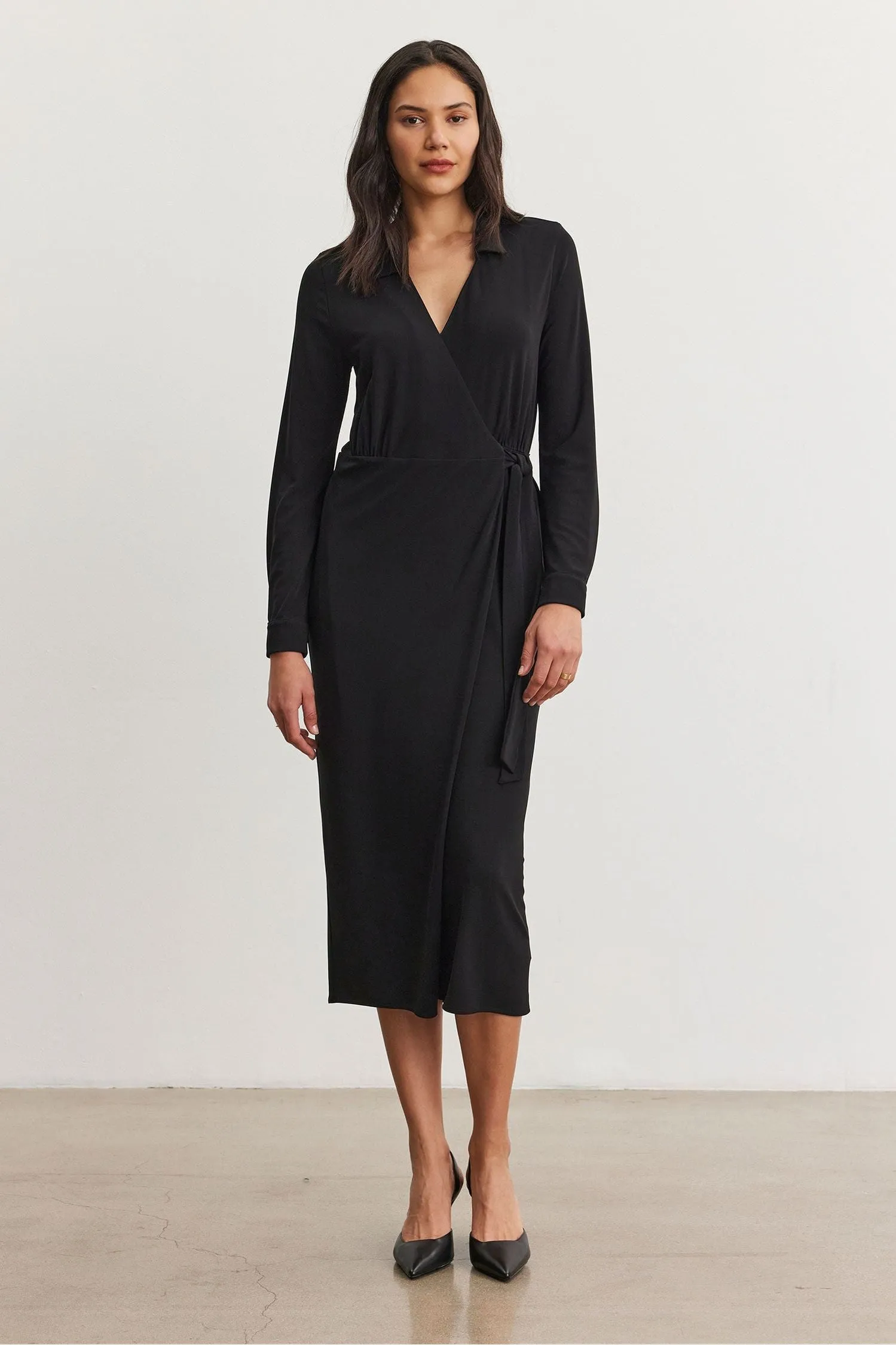 Velvet by Graham & Spencer Melat 06 Long Matte Jersey Dress | Black