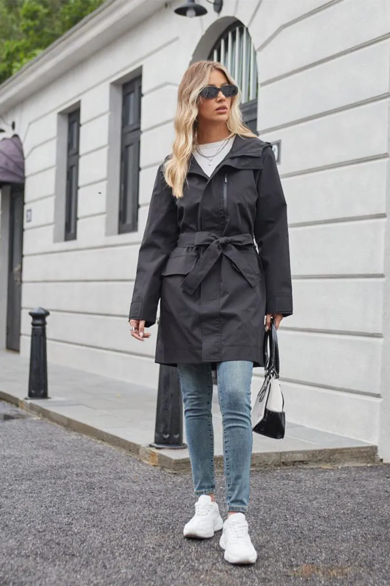 Water-Resistant Windbreaker Trench Jacket