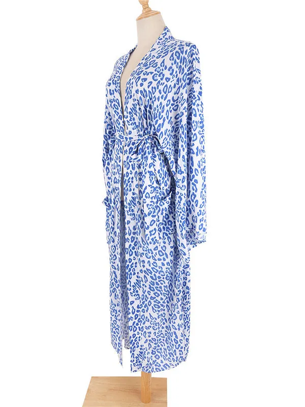 Wenkouban-Black Friday Christmas Thanksgiving Bohemia Printed Belted Long Sleeves Cover-Up