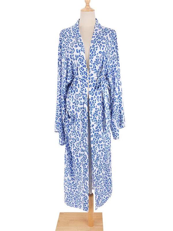 Wenkouban-Black Friday Christmas Thanksgiving Bohemia Printed Belted Long Sleeves Cover-Up