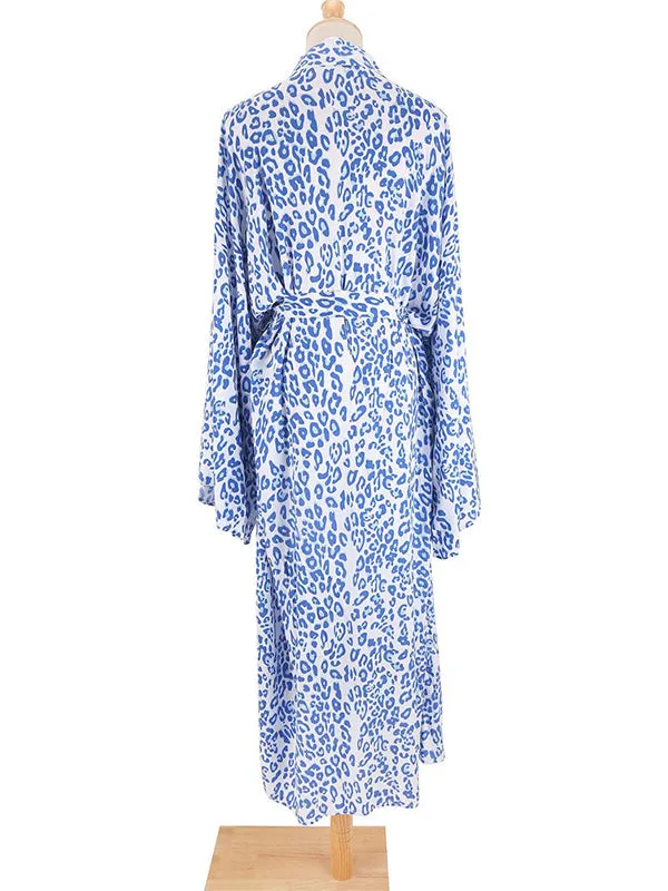 Wenkouban-Black Friday Christmas Thanksgiving Bohemia Printed Belted Long Sleeves Cover-Up