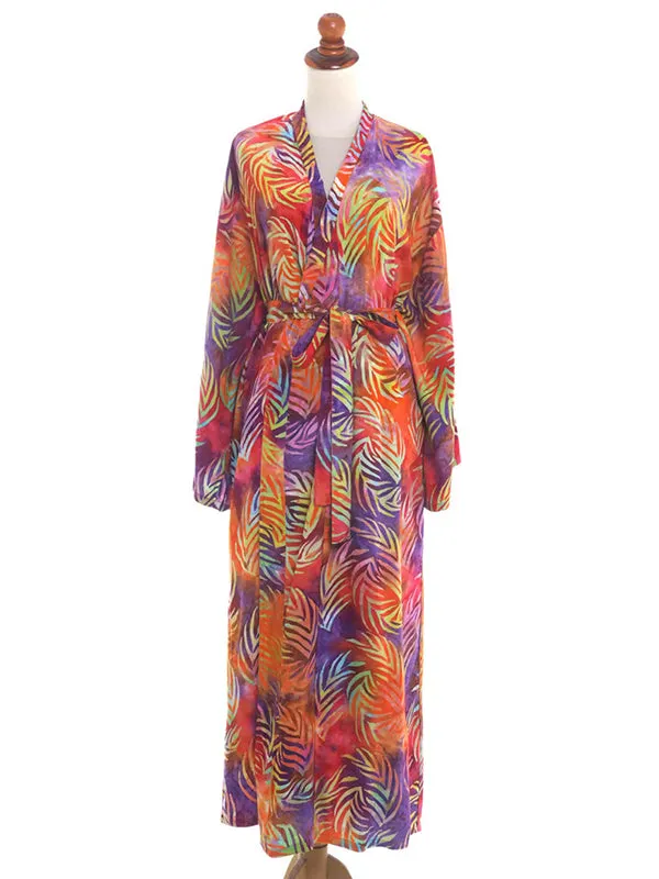 Wenkouban-Black Friday Christmas Thanksgiving Bohemia Printed Belted Long Sleeves Cover-Up
