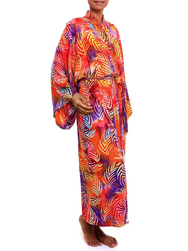 Wenkouban-Black Friday Christmas Thanksgiving Bohemia Printed Belted Long Sleeves Cover-Up