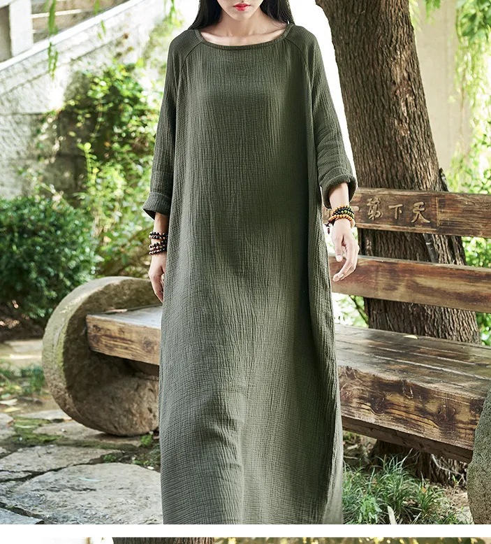 Women Dresses Casual Linen Cotton Women Dresses Loose StyleBXF97215