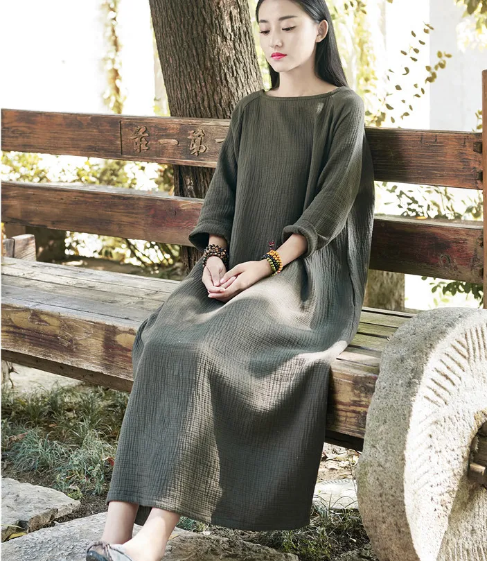 Women Dresses Casual Linen Cotton Women Dresses Loose StyleBXF97215