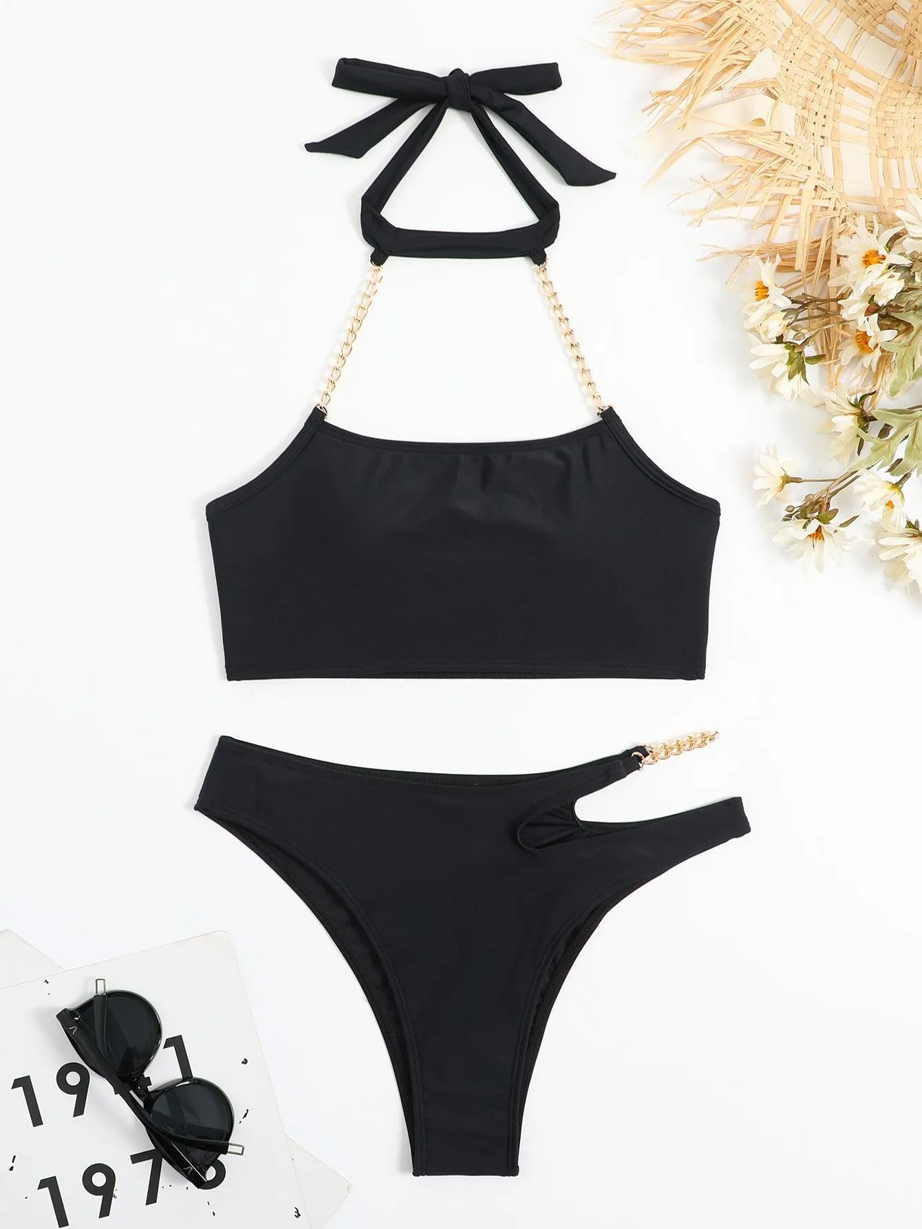 Women's U-Neck Halter Bikini Set - Sexy Swimwear for Beach & Pool