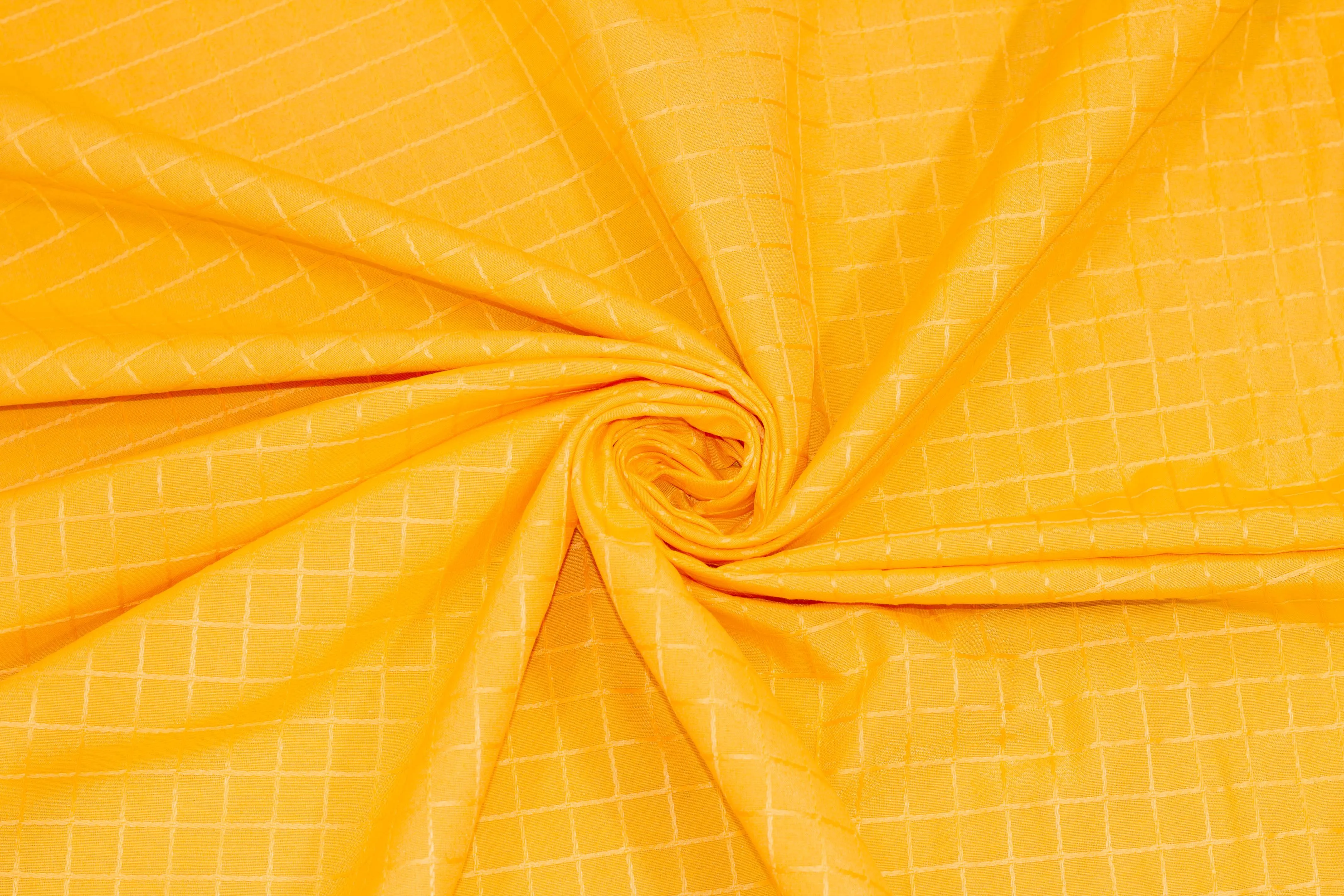Yellow Windowpane Cotton and Linen Brocade