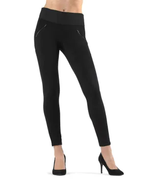 Ziptrack Dual Zipper Cotton Blend Leggings