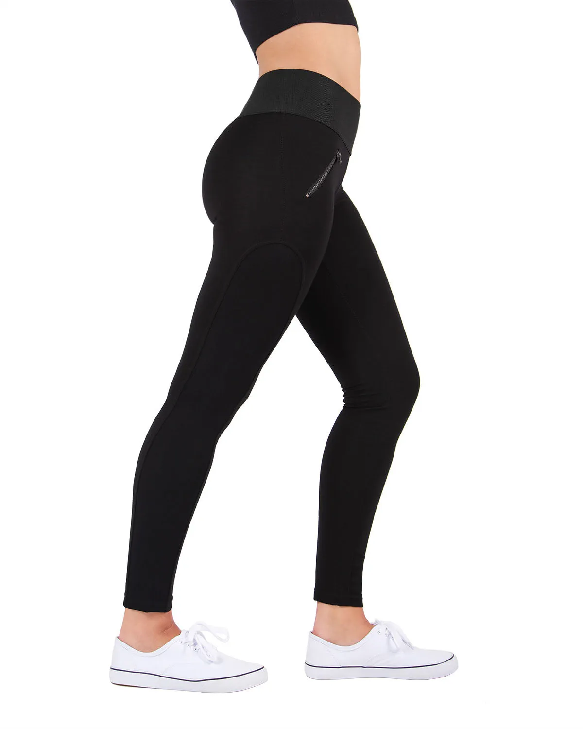 Ziptrack Dual Zipper Cotton Blend Leggings