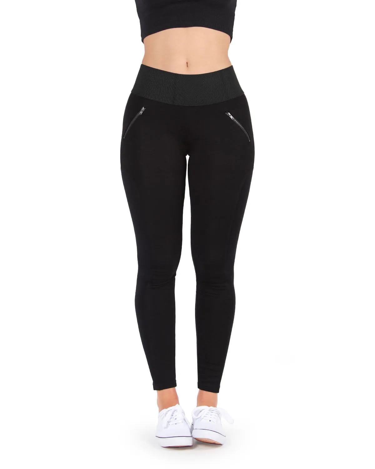 Ziptrack Dual Zipper Cotton Blend Leggings