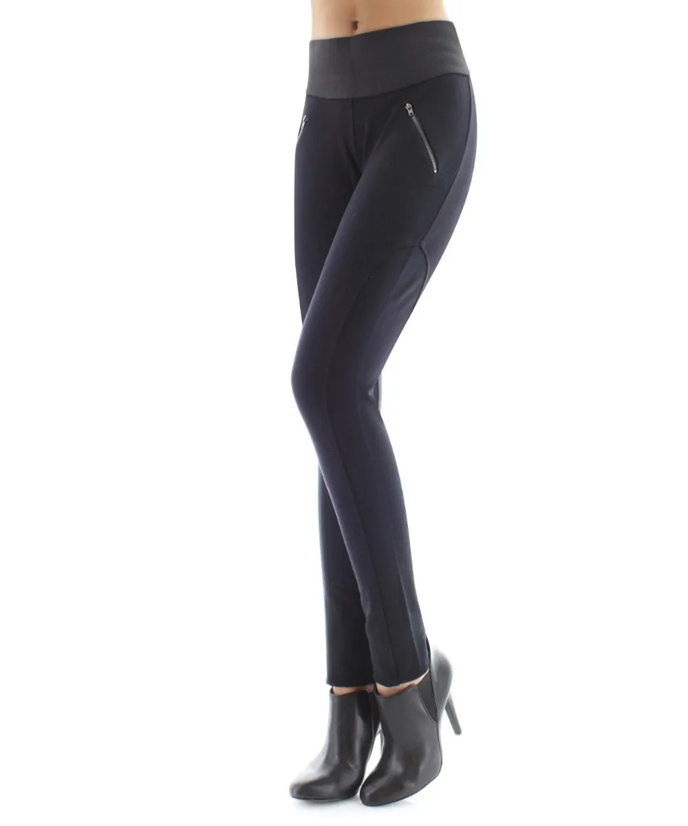 Ziptrack Dual Zipper Cotton Blend Leggings